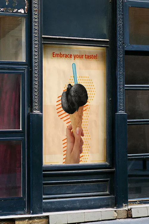 Mockup of the "Embrace your taste" poster