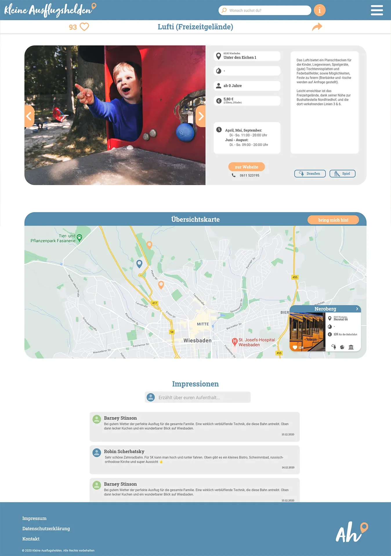 Activity page - kleine Ausflugshelden