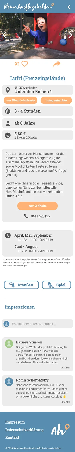 Activity page - kleine Ausflugshelden