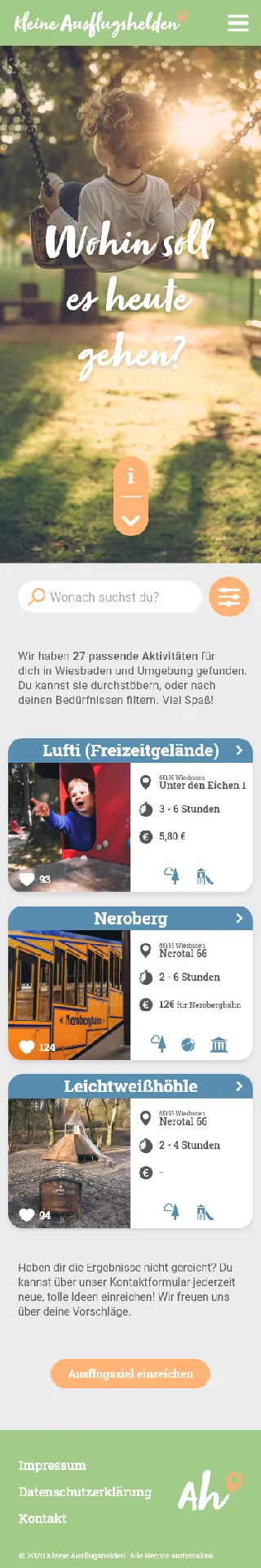 Discover page - kleine Ausflugshelden